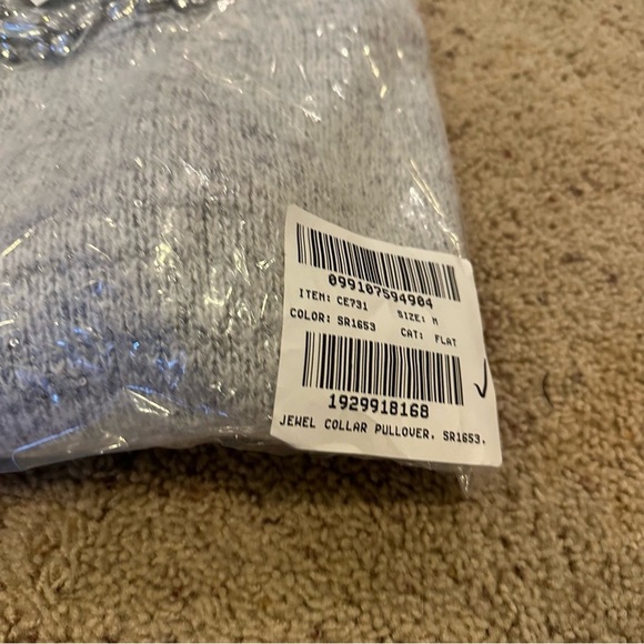 J crew Embellished pullover sweater Light Grey Silver Metal - Picture 6 of 6